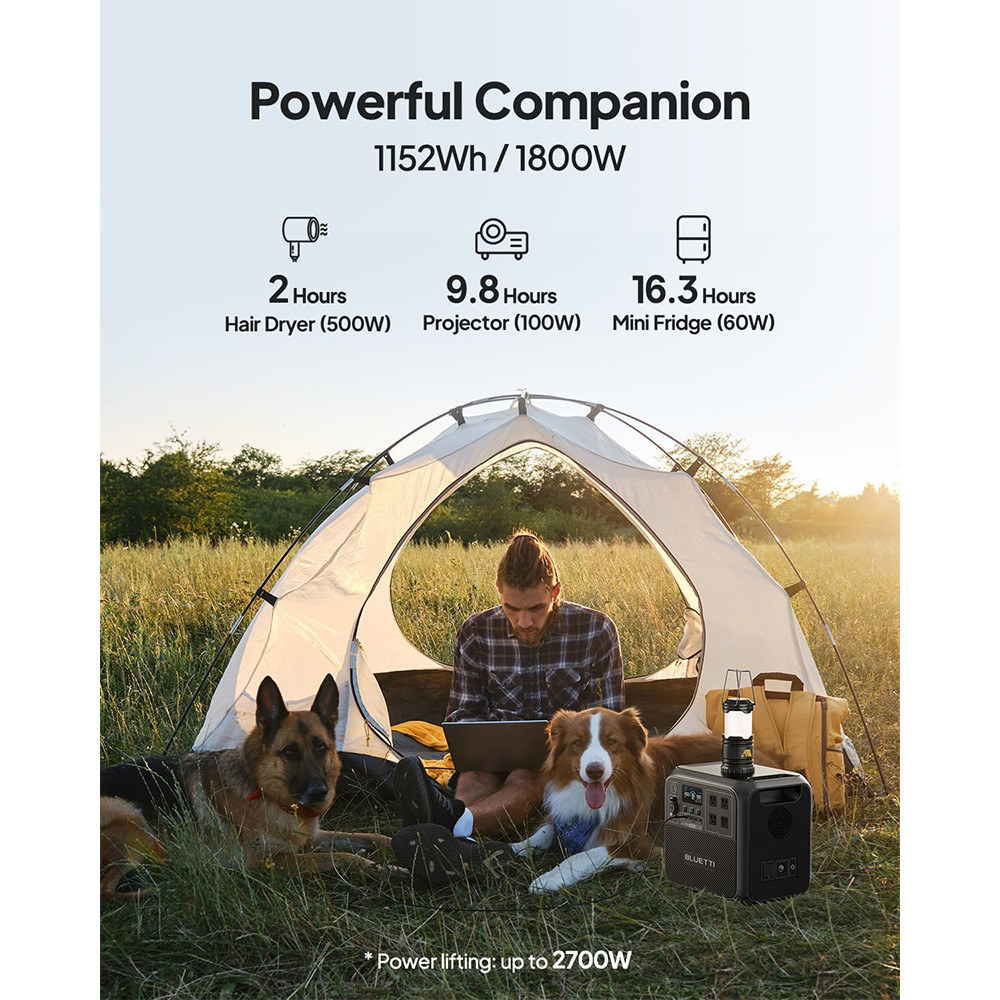 BLUETTI AC180 1800W 1152Wh Power Station Solar Generator for Power Outage Backup
