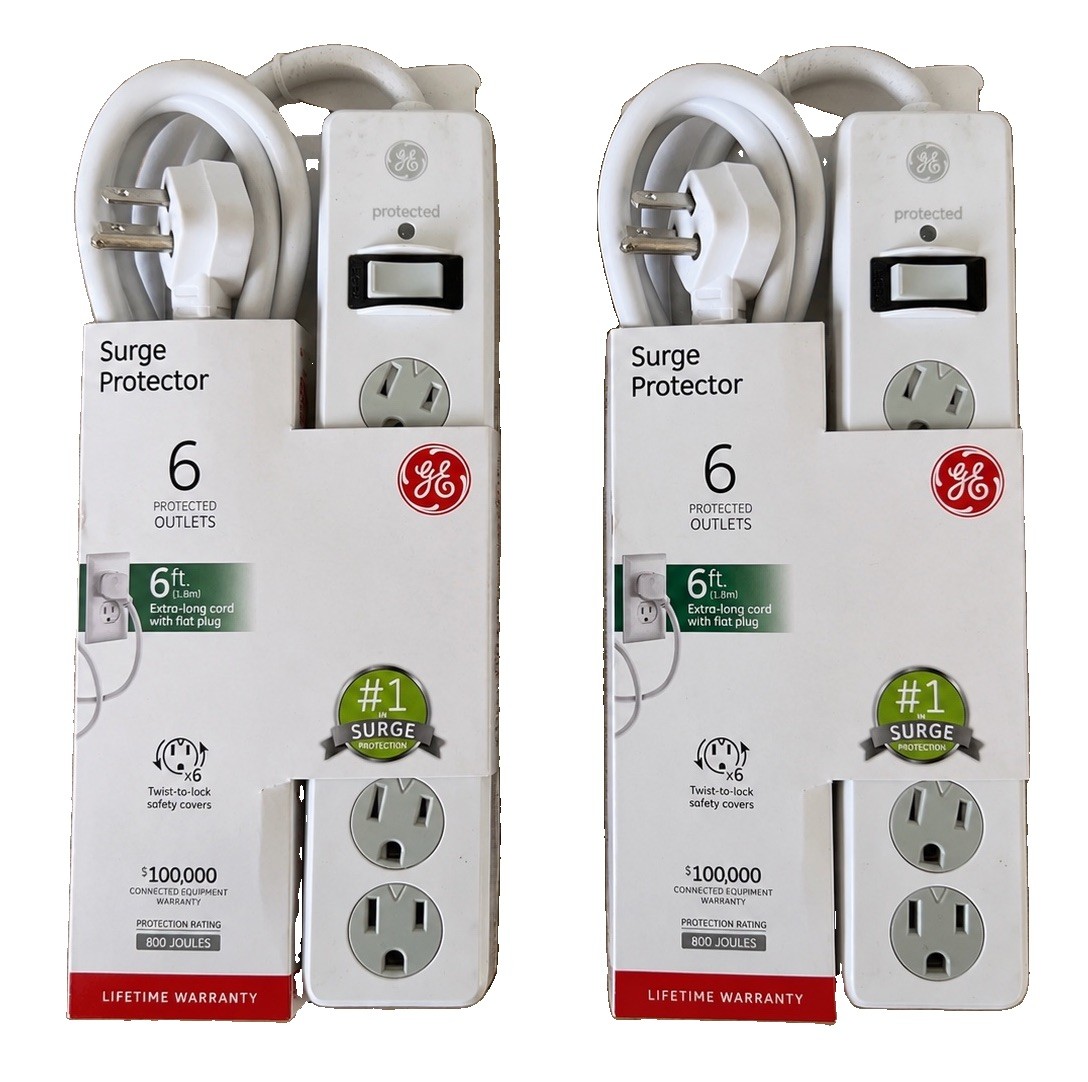 6-Outlet 800 Joules 1800-Watt 1000Va Indoor AC Surge Protector (2 PACK)