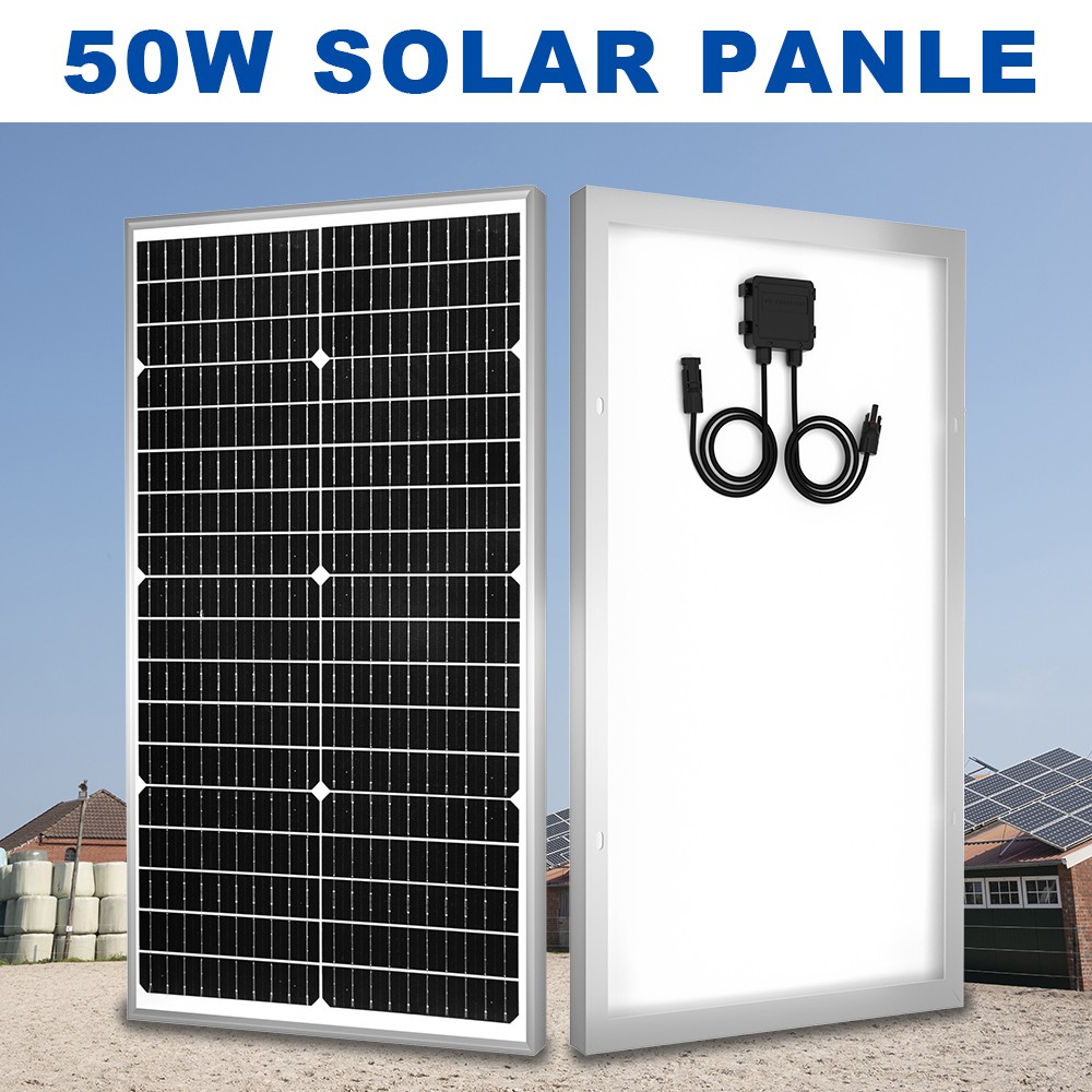 50W Solar Panel Monocrystalline Glass Photovoltaic Module for Balcony RV Camping