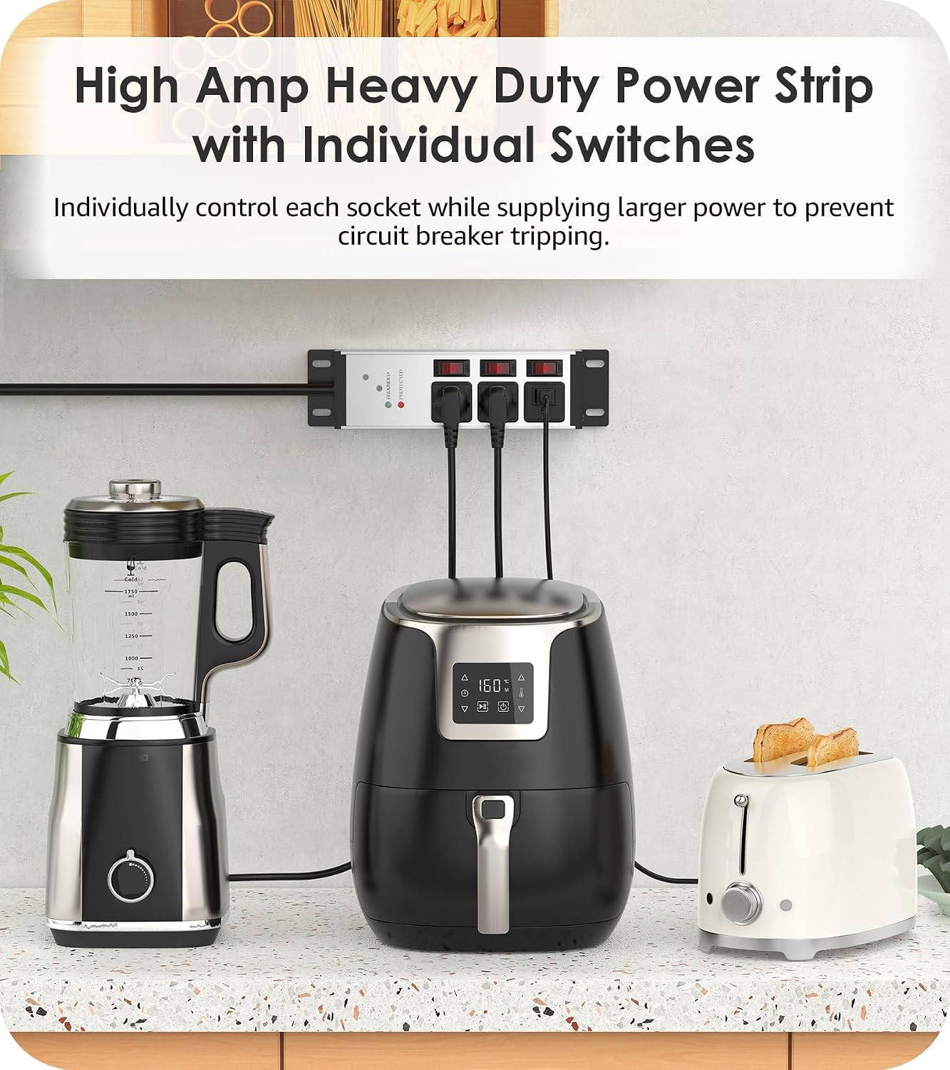 CCCEI 3 Outlets Heavy Duty Surge Protector, 12 Gauge, Silver, 6FT, 1 | 20 Amp In