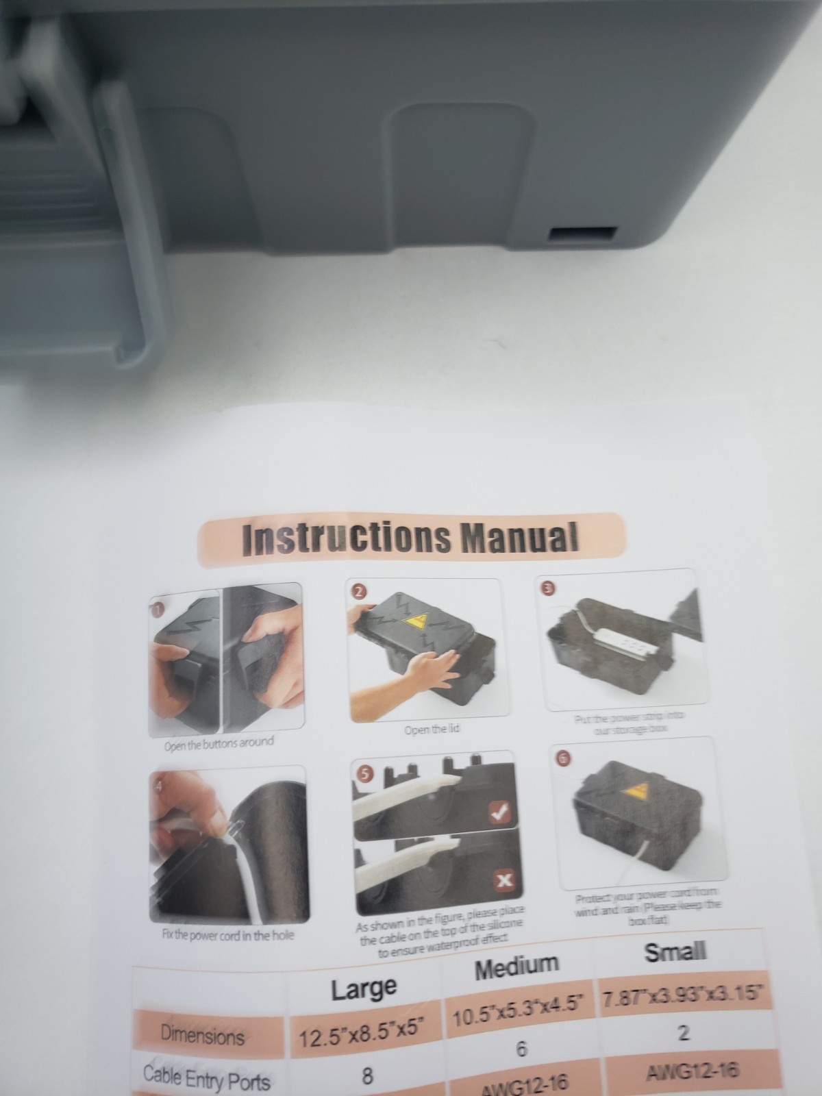 Medium Outdoor Electrical Junction Box Enclosure Waterproof ABS Plastic Gray