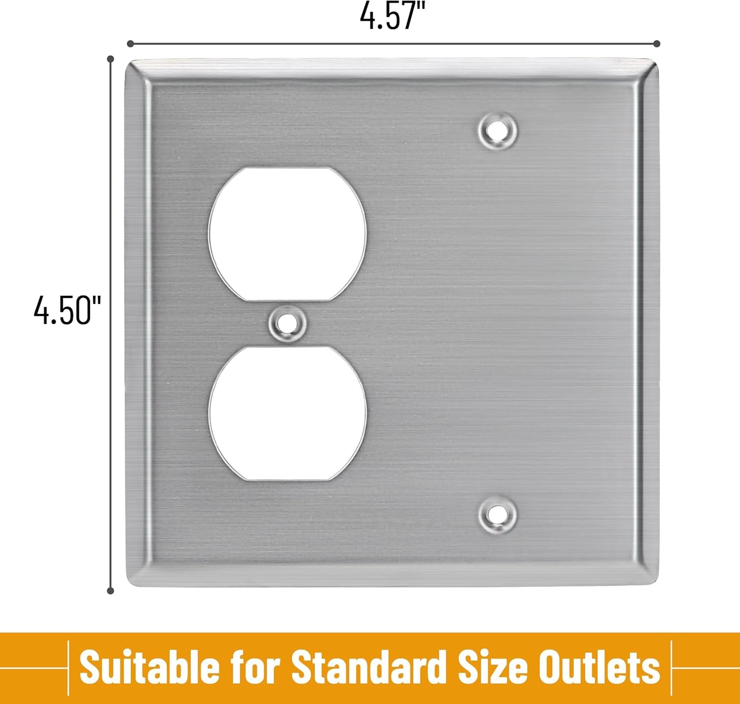 2-Gang Combination Wall Plate Duplex Blank Stainless Steel Electrical Cover