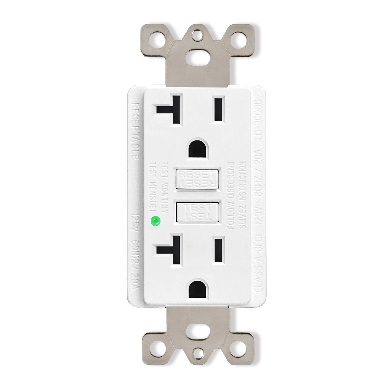 Safe 20 Amp GFCI Outlet with Wall Covers Screws Commercial Grade ETL Certified
