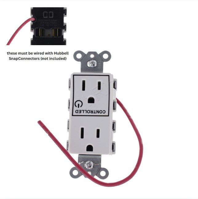 Hubbell SNAP2152WSC White SnapConnect Duplex Outlet Receptacle Split Circuit 15A