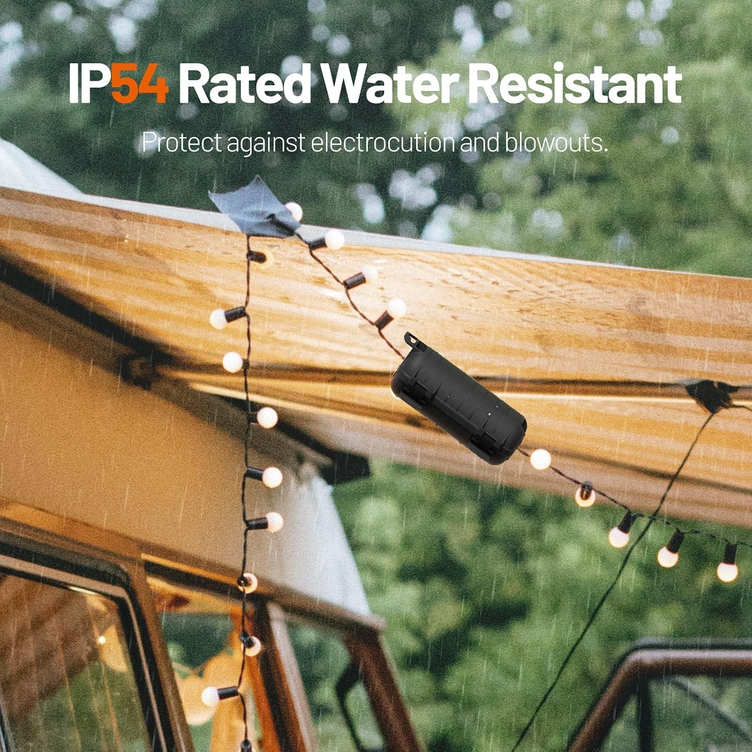 Outdoor Extension Cord Cover IP54 Water Resistant Plug Protector Box Black
