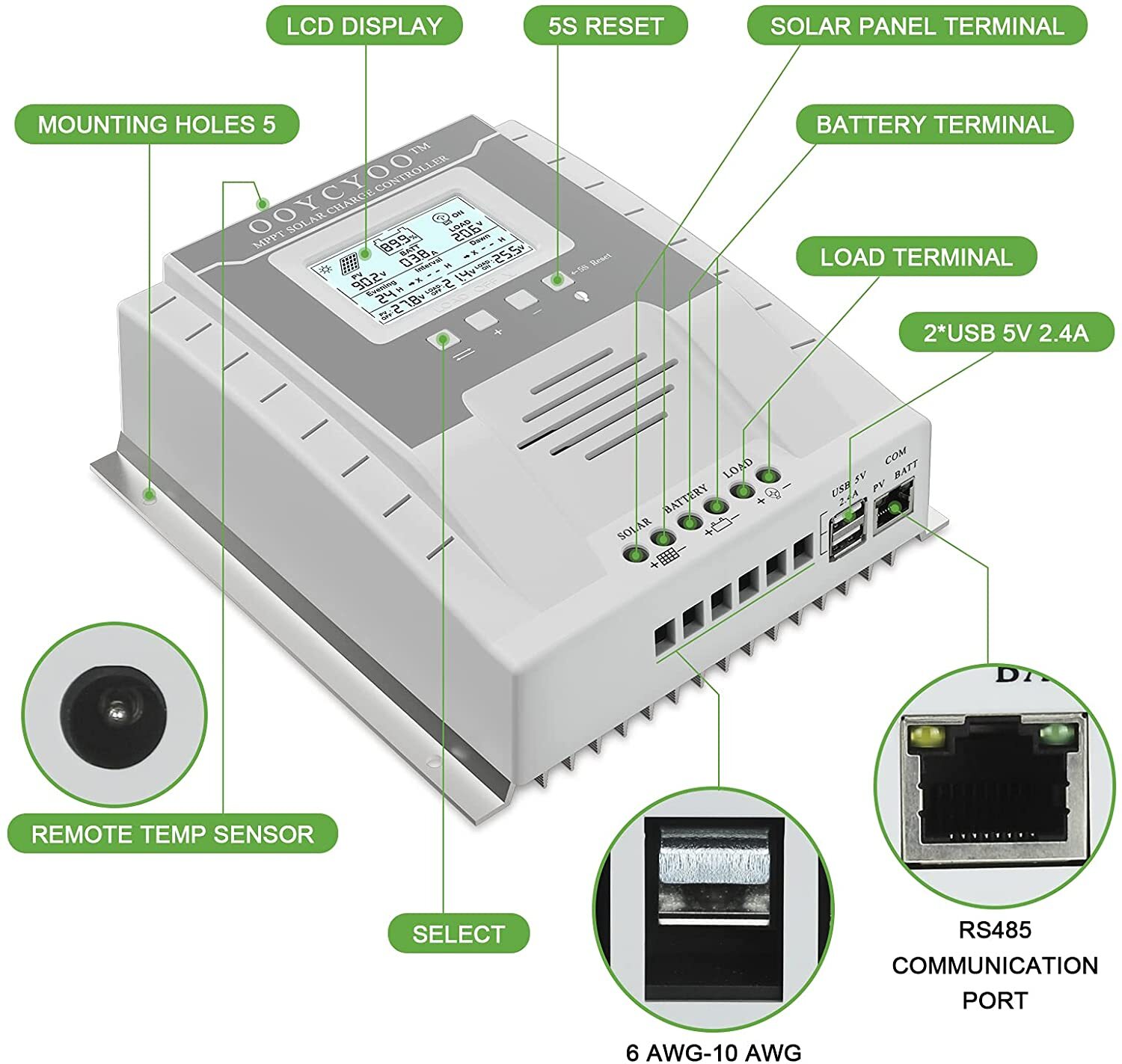 100A 80A 60A 40A MPPT Solar Panel Regulator Charge Controller 12V/24V PV 100V N4