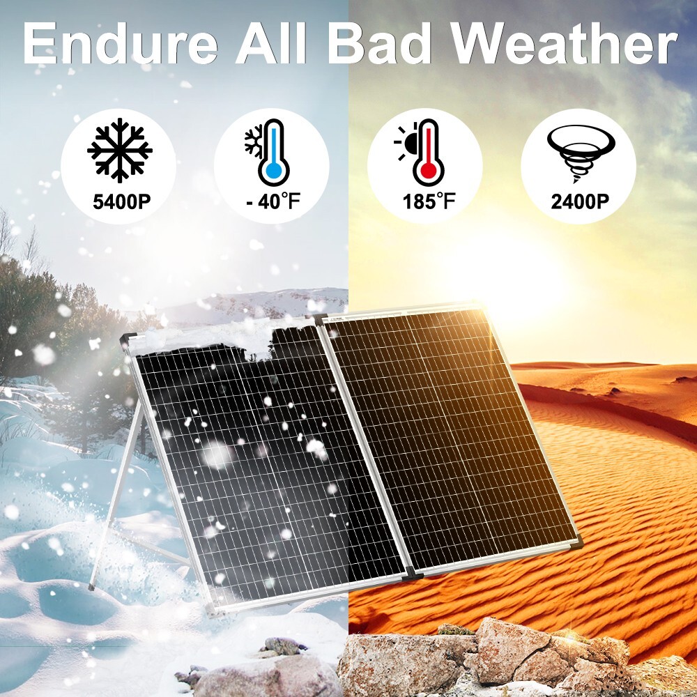 DOKIO Portable Foldable Solar Panel Kit 100W Solar Suitcase Caravan Boat Camper