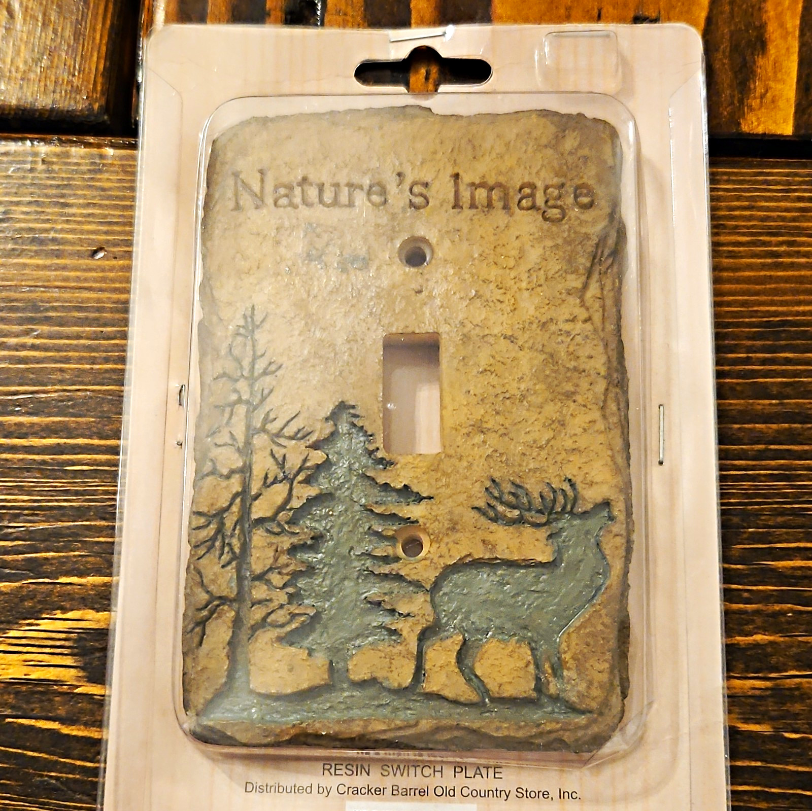 Nature’s Image Deer Forest Resin Toggle Switch Plate Cover, 1-Gang Beige/Gray