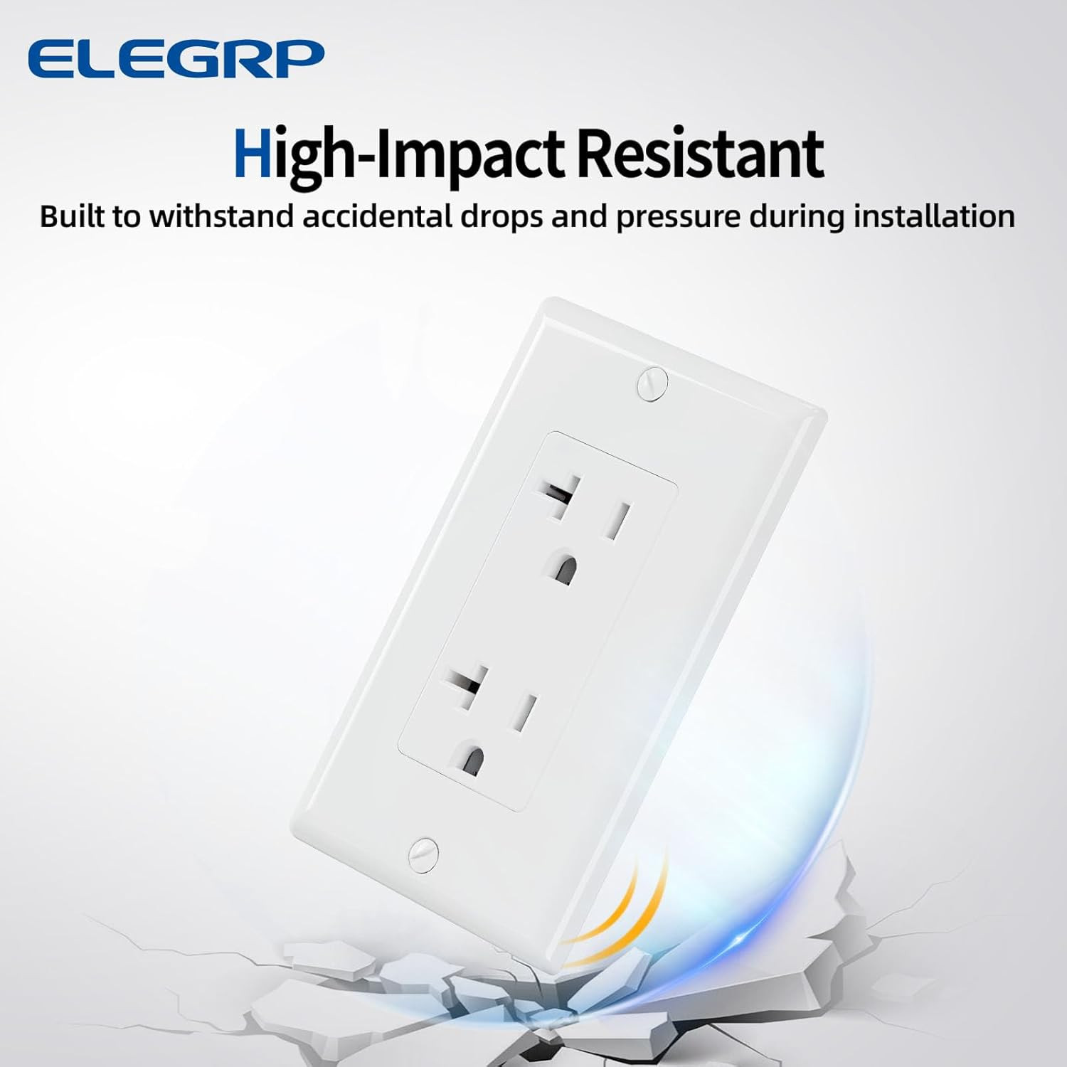Glossy White Decorator Electrical Wall Outlet Receptacle, 20A 125V Standard Outl