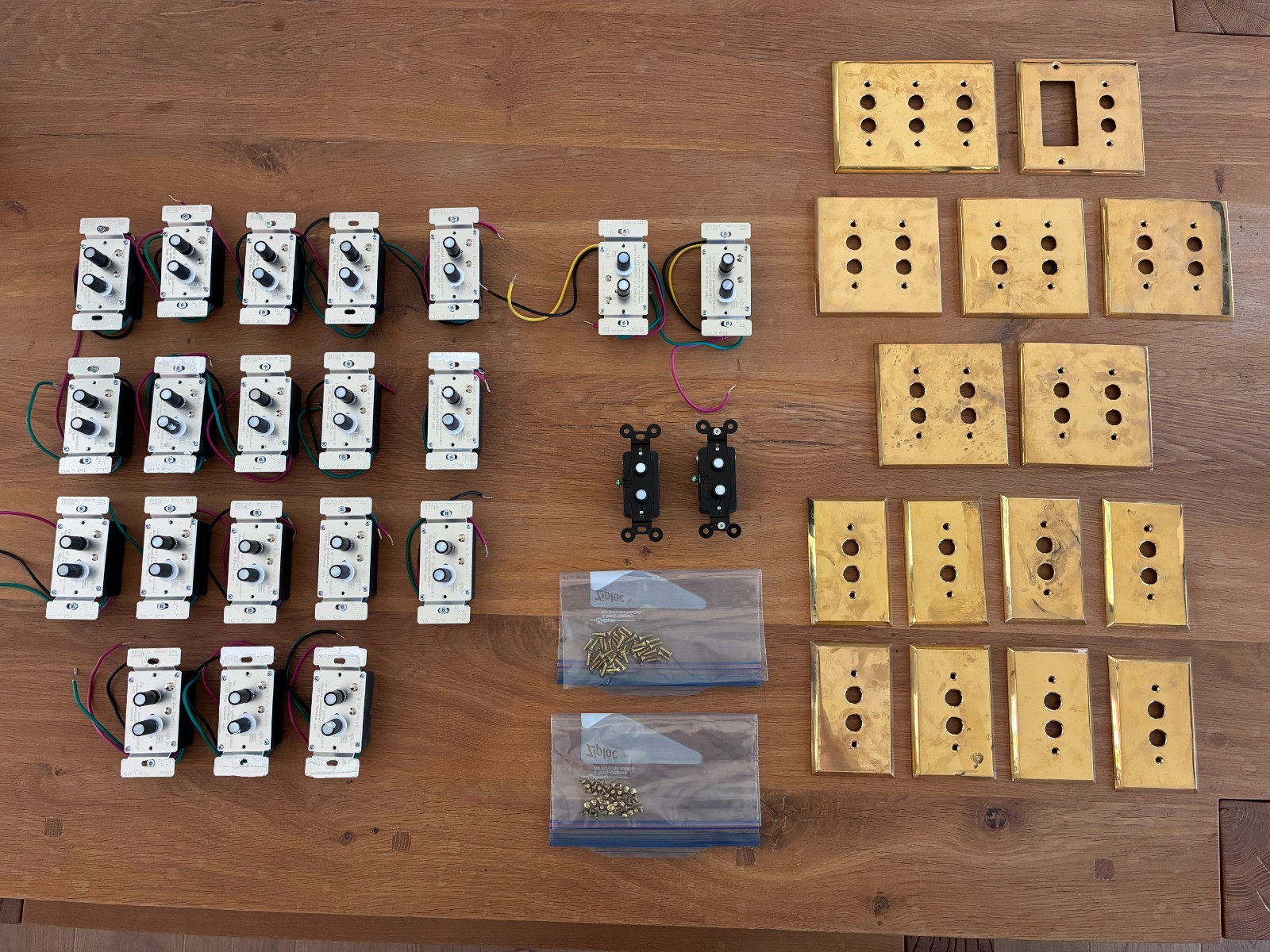 JOB LOT Barely Used Antique REPRO Push Button Light Switches w/Brass Covers