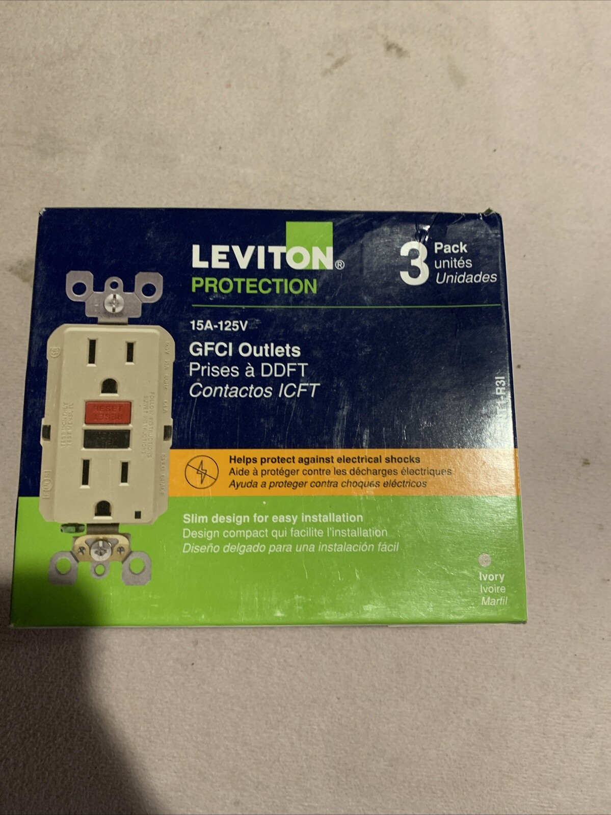 Leviton Protection 3 Pack Tamper-Resistant GFCI Outlet