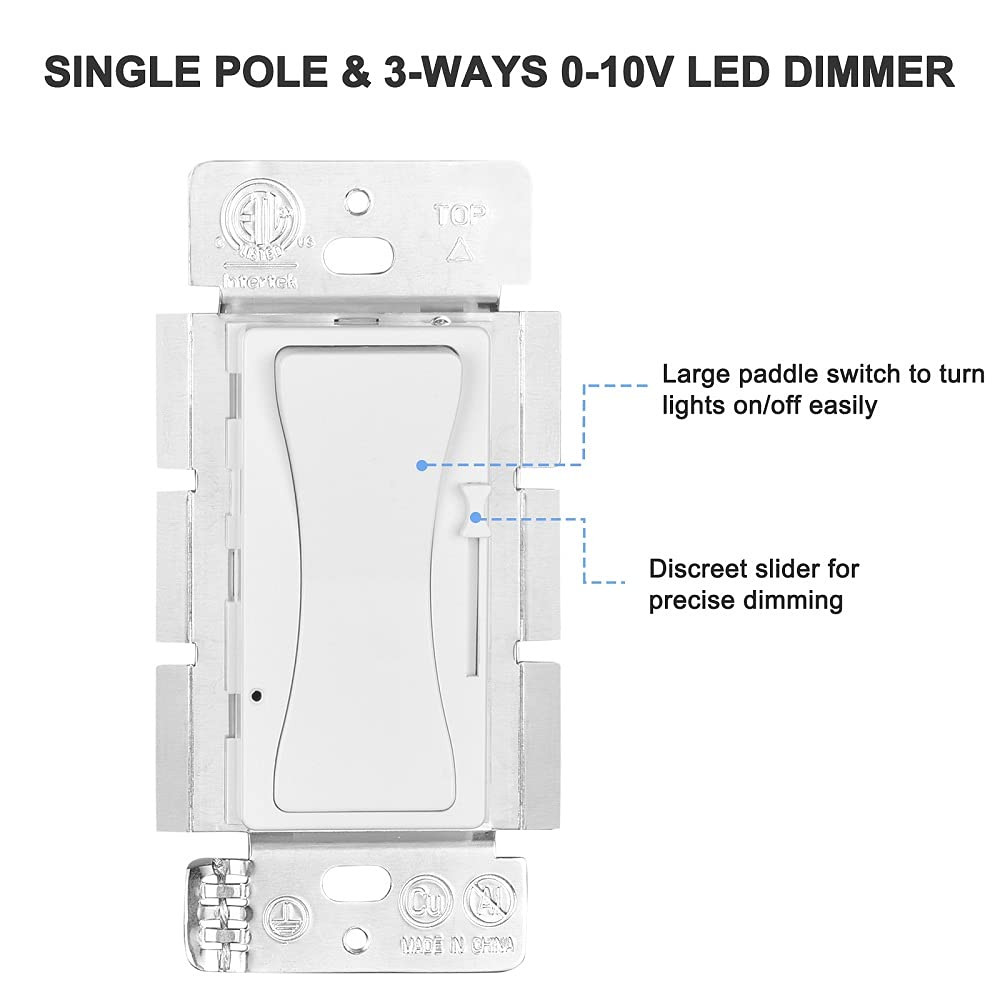 0-10V LED Dimmer Switch, Low Voltage Dimmer Switch for Dimmable LED Lights, CFL,