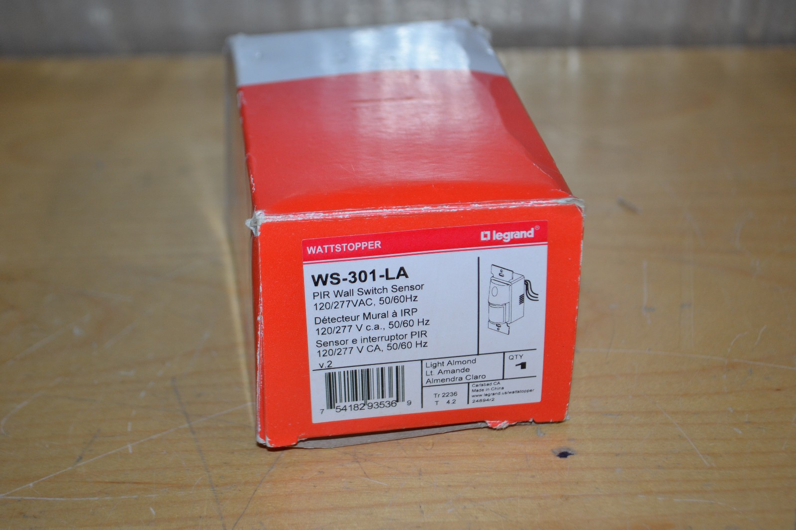 PIR Wall Switch Occupancy Sensor, 120/277V, Lt. Almond ~ WS-301-LA ~ Legrand