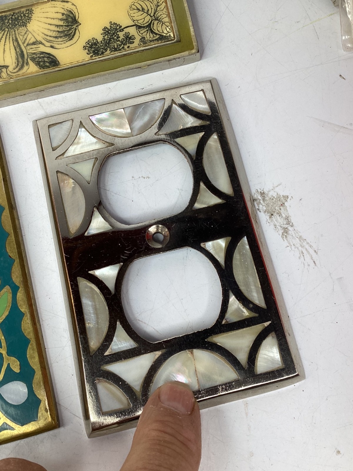 8 Anthropologie Resin & Metal Wall Light Double Plate Cover Floral+free ship (F4
