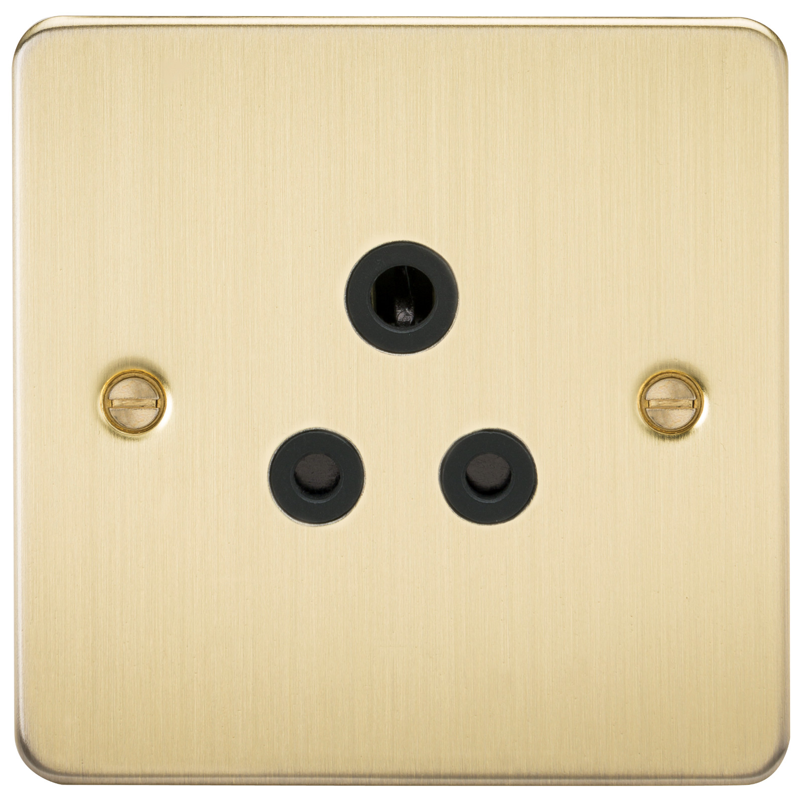 Flat Plate 5A unswitched socket – brushed brass with black insert