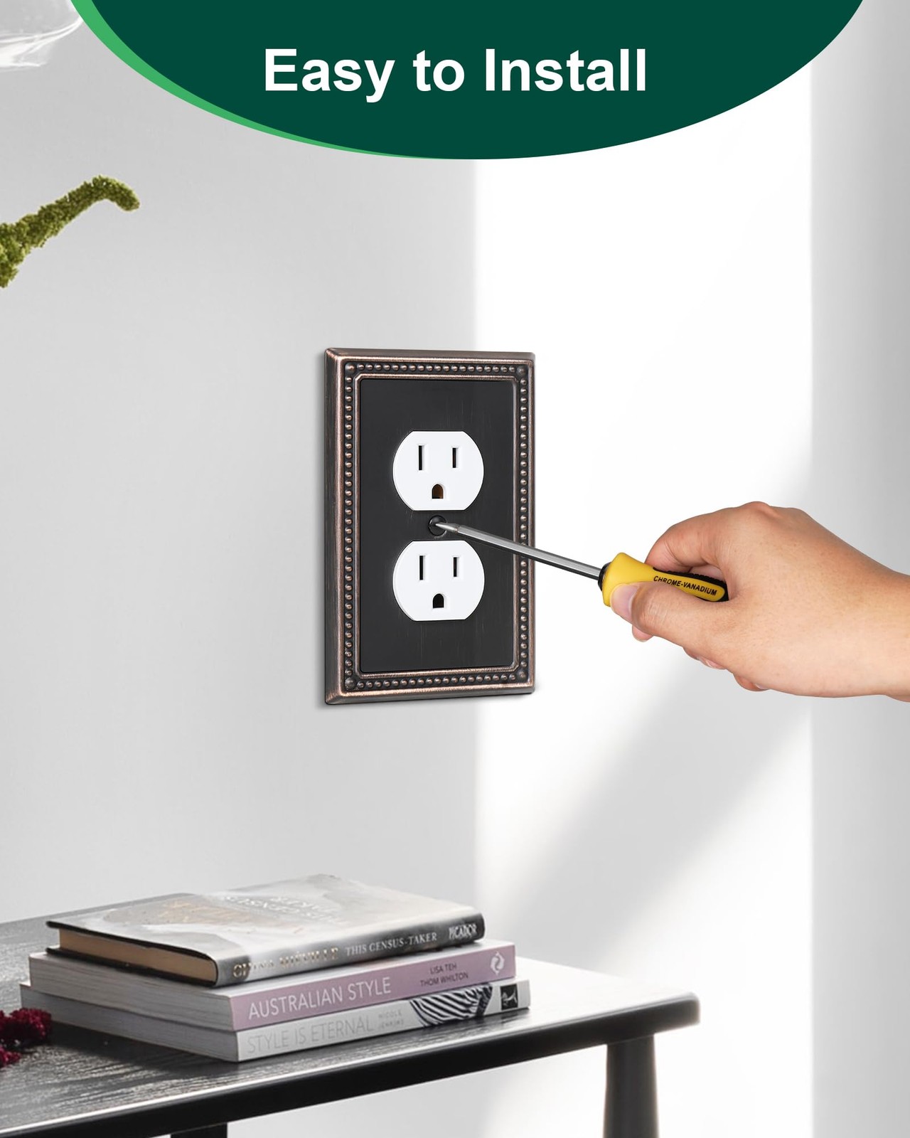 6-Pack Duplex Outlet Cover Plate, Aged Bronze Metal Wall Plates for Electrical