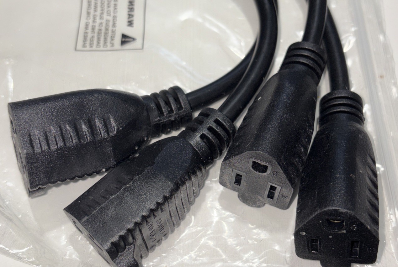 4 Way Power Cord Splitter Cable-3 Prong 1 to 4 Extension Cord-Outlet (2)