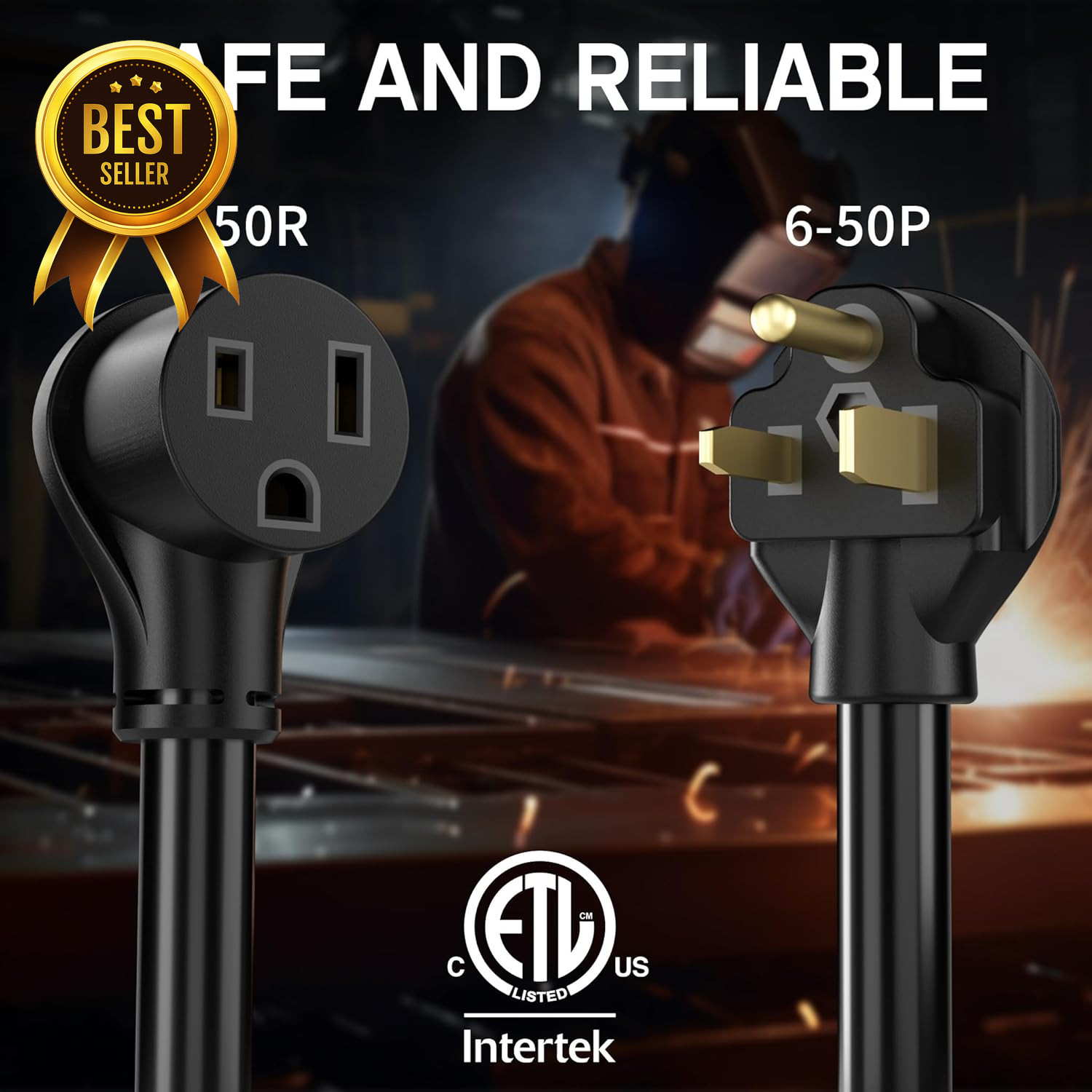 100FT 30 Amp 10 Gauge 3 Prong Welder Extension Cord NEMA 6-50P to 6-50R 250V