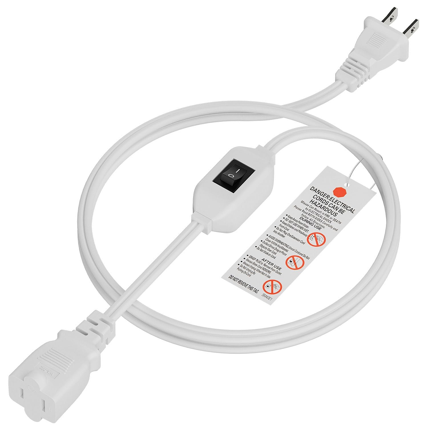6FT On Off Switch Extension Cord, 2-Prong Polarized Extension Cord with On-Of…
