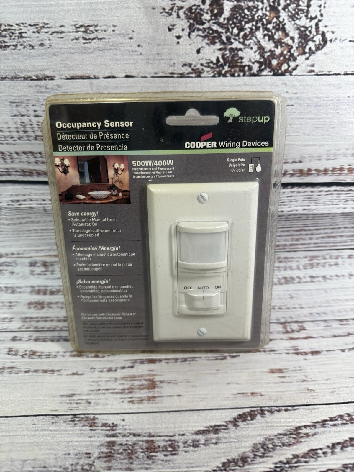 Cooper Stepup Occupancy Sensor K6109W-L – Manual On, Automatic On, Off Switch