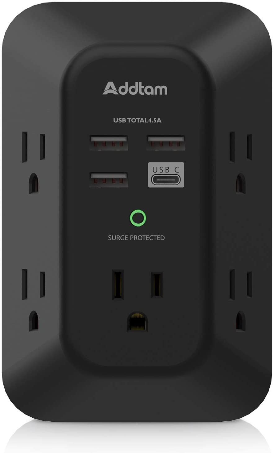USB Wall Charger Surge Protector – 5 Outlet Extender with 4 USB Charging Ports
