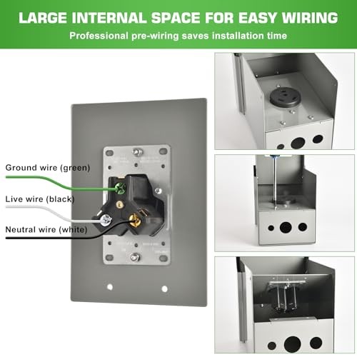 30 Amp RV Outlet Box, NEMA TT-30R RV Electrical Panel-Weatherproof for 30A