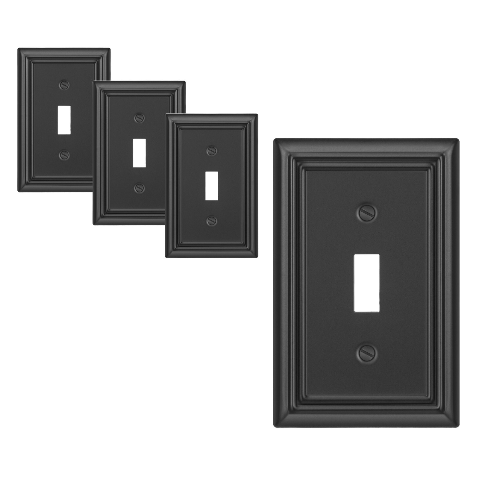DEWENWILS 4-Pack Toggle Wall Plates, Metal Light Switch Cover with Black Finish,