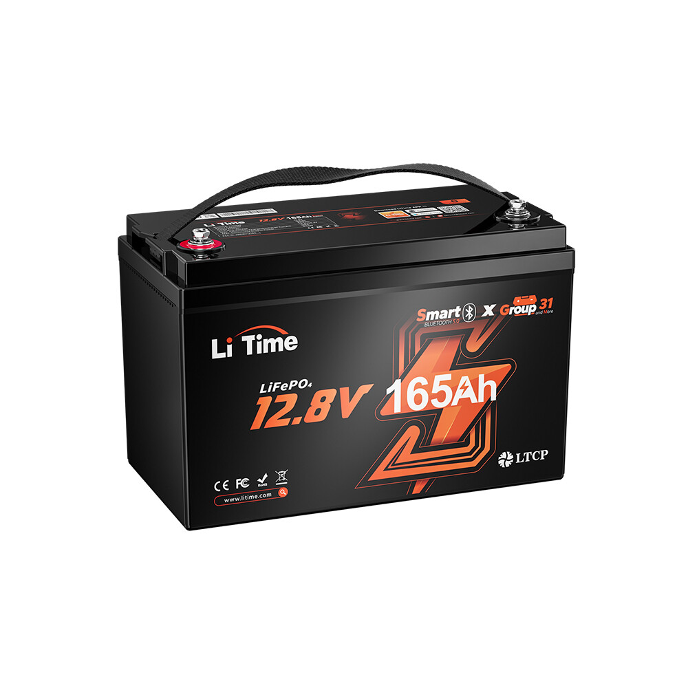 LiTime 12V 165Ah Smart Bluetooth Group31 LiFePO4 Lithium Battery For RV Marine