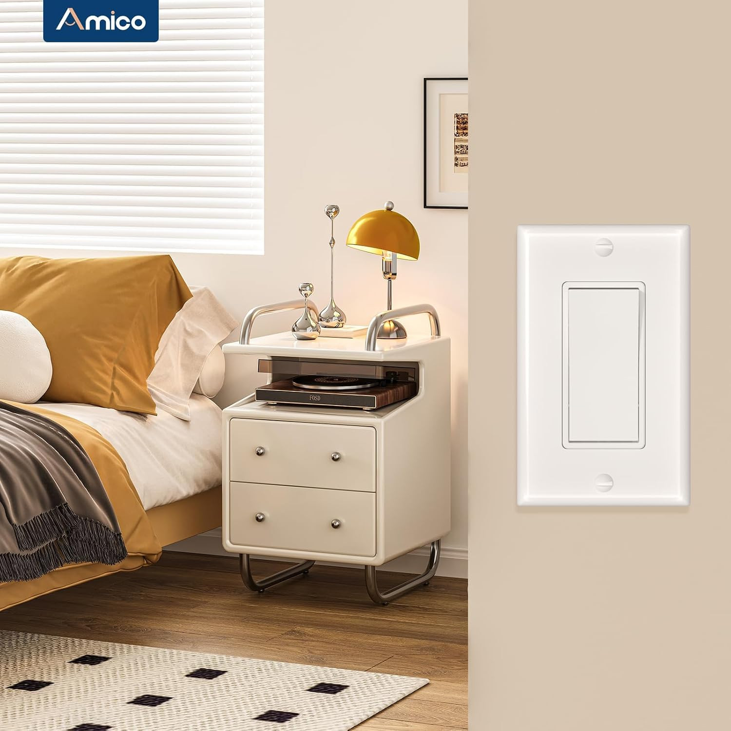 30 Pack Single Pole Light Switch with Wall Plate, UL Listed, 15A 120/277V, On/Of