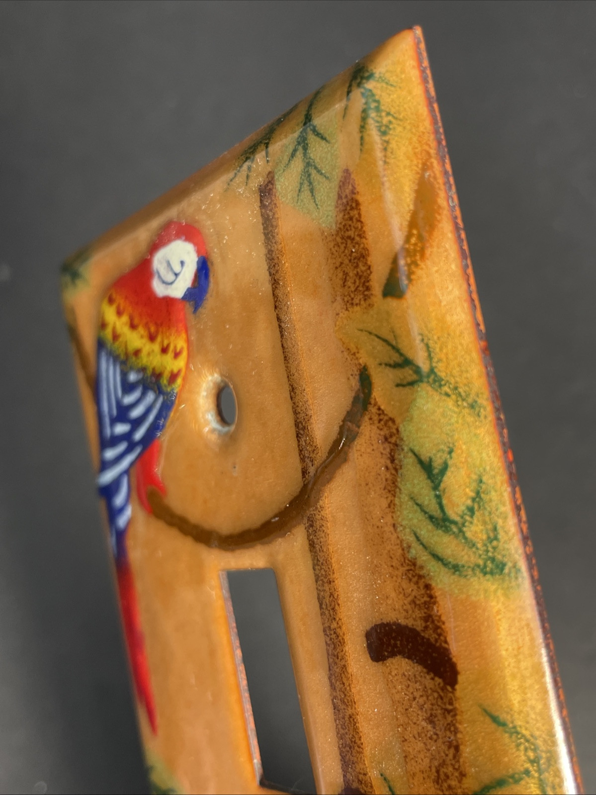 Parrot Bird Tropical Light Switch Plate Cover Limoges Limiteds Hand Painted CA