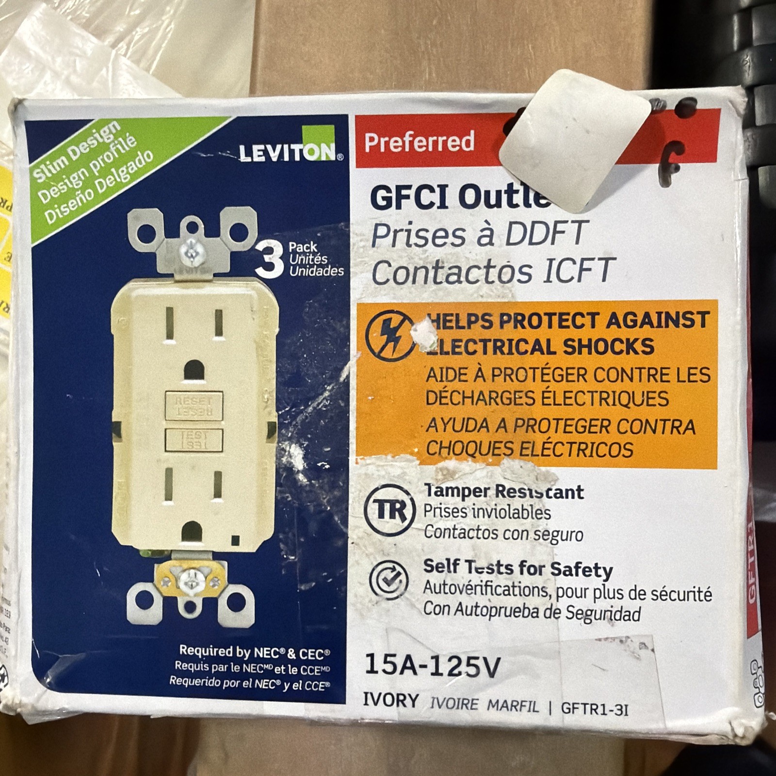 Leviton GFNT23W GFCI Outlet Receptacle, White – 3 Pack