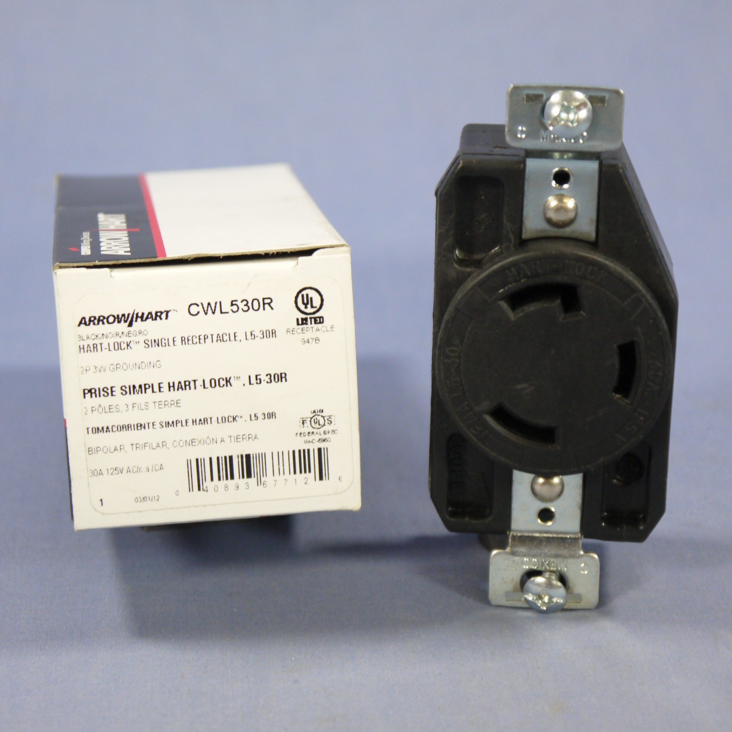 Cooper CWL530R Black Twist Turn Locking Receptacle Outlet NEMA L5-30R 30A 125V