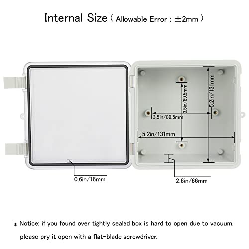 Junction Box IP65 Waterproof ABS Plastic 5.2″ x 5.2″ x 3.3″ Clear Cover