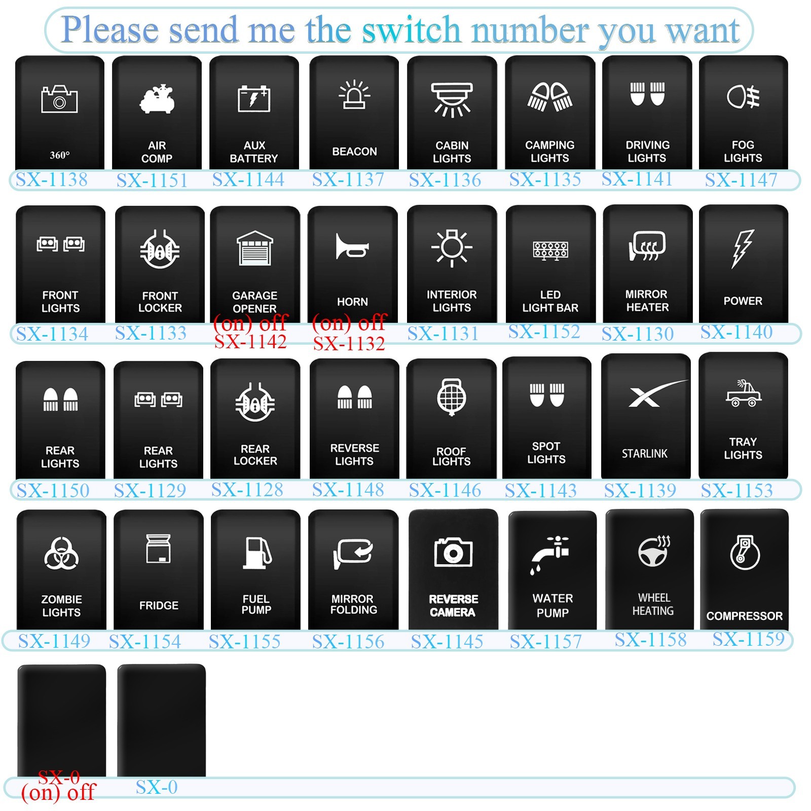 Blue Led Push Button Switch ON OFF/(ON) OFF With Cable For Toyota Landcruiser