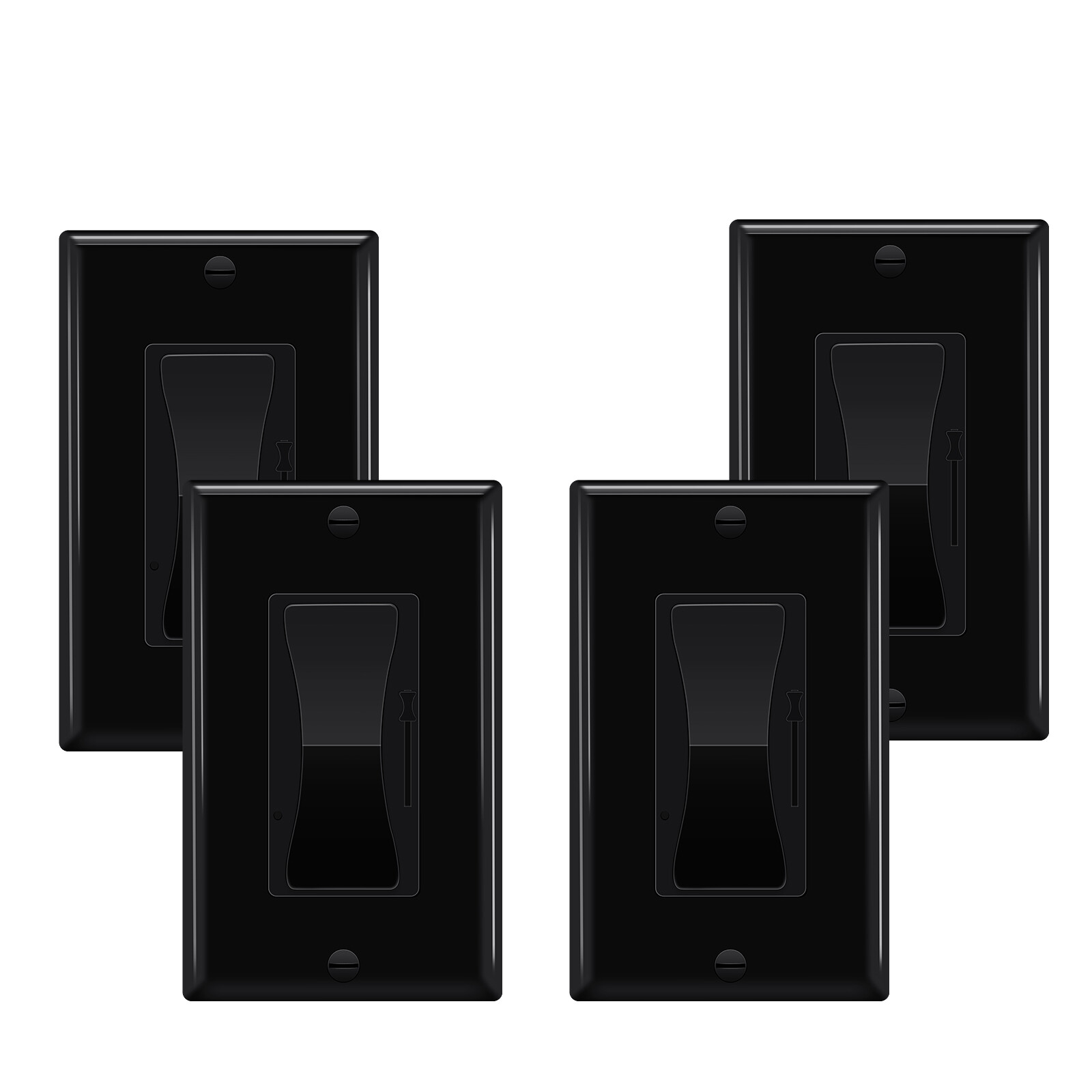 4PK Single Pole/3 Way BK Dimmer Switch for Dimmable Light CFL 600W / LED 150W