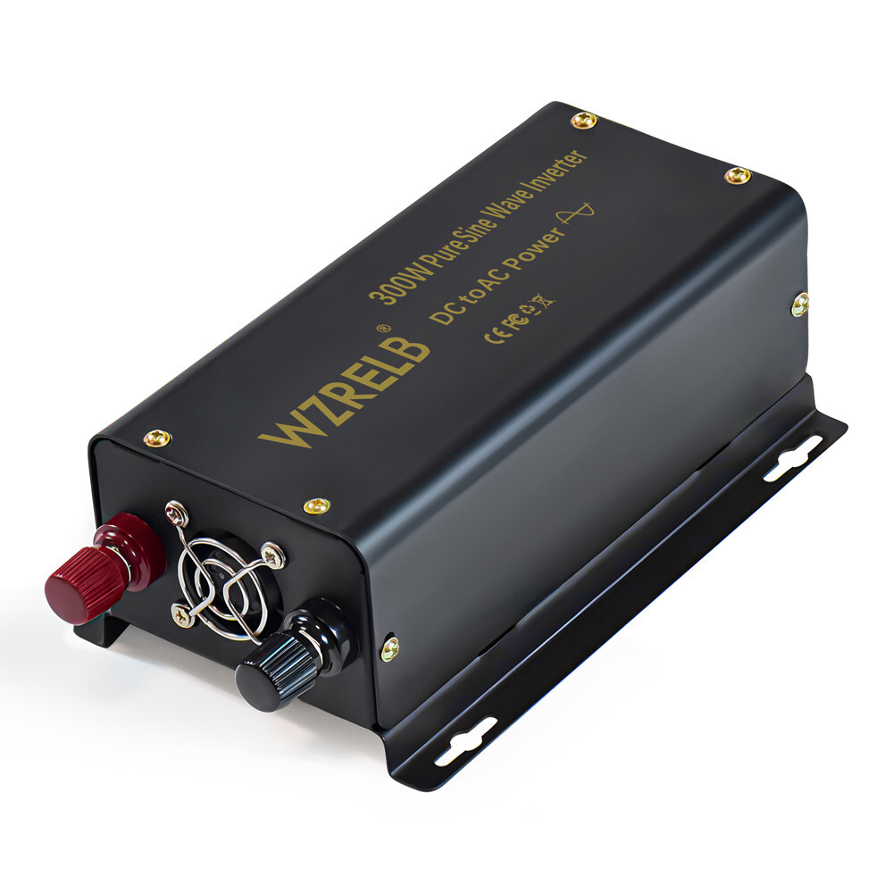 Power Converter 12V to 120V Pure Sine Wave Inverter 300W Truck Camp Solar Car RV