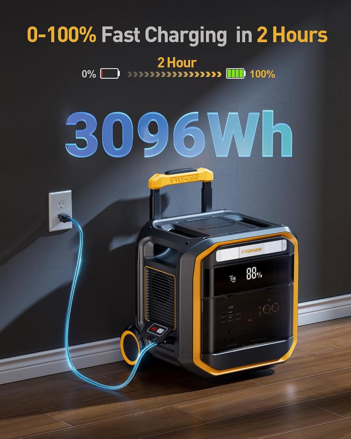 VTOMAN FlashSpeed Pro 3600 Portable Power Station, 3096Wh LFP Solar Generator
