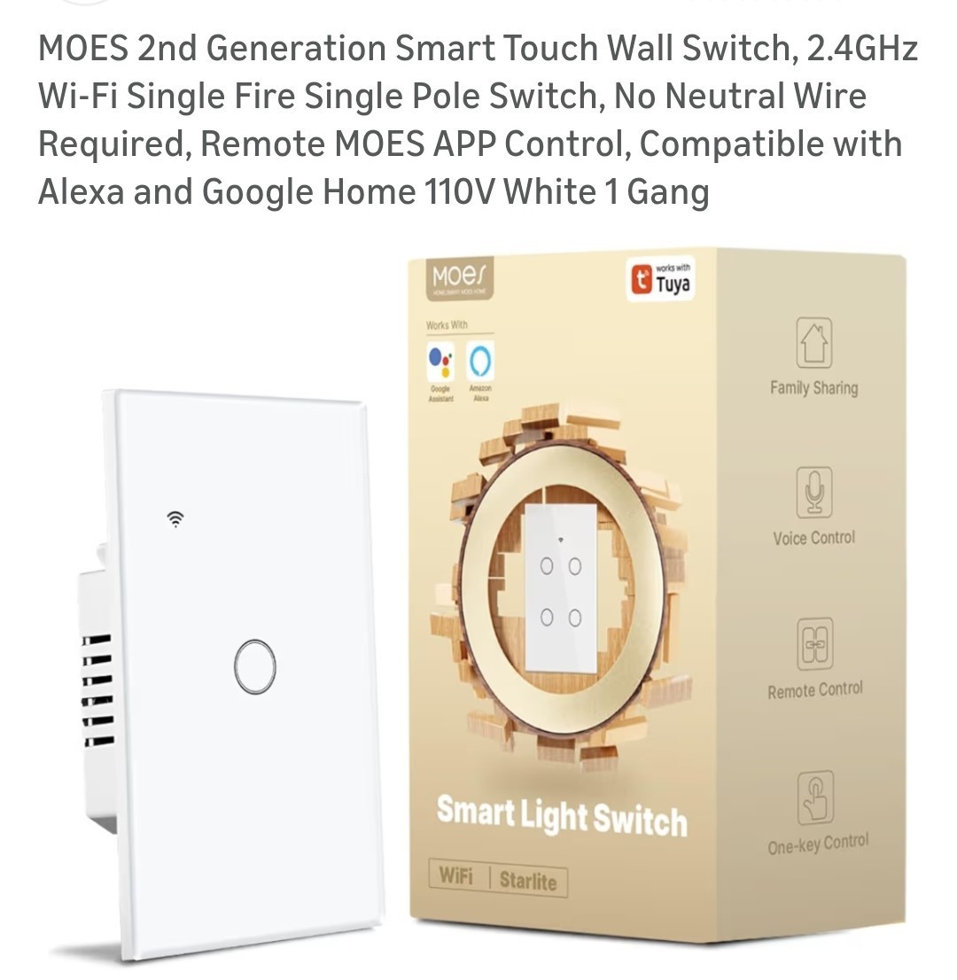 Moe’s 2nd Generation Smart Touch Wall Switch New Open Box