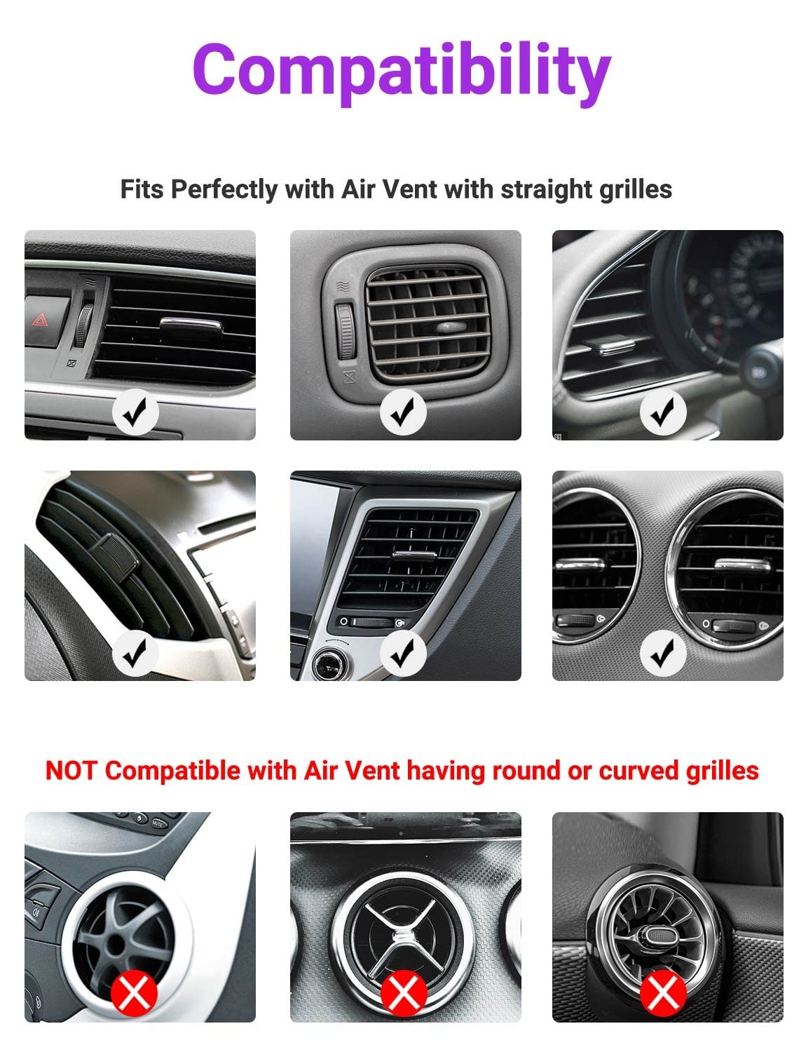 OBVIS 20 Pcs Purple Car Vent Outlet Trim Strip Chrome PVC Car Air Conditioner Ve