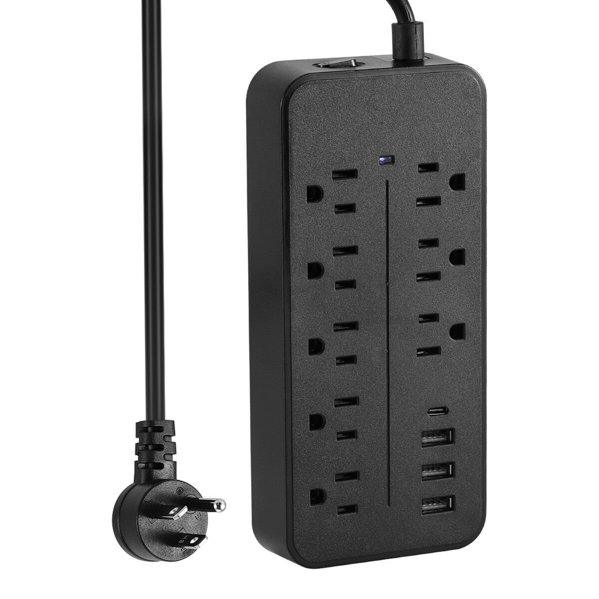 US Power Strip Surge Protector 8 AC Outlets 3 USB Ports + Type C Port 4 FT Cable