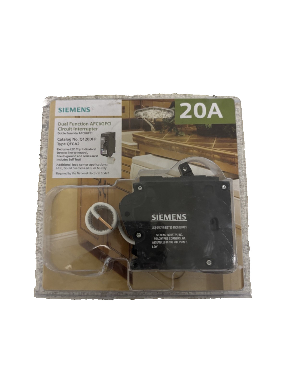 Siemens Q120DFP 20A Dual Function AFCI/GFCI Breaker
