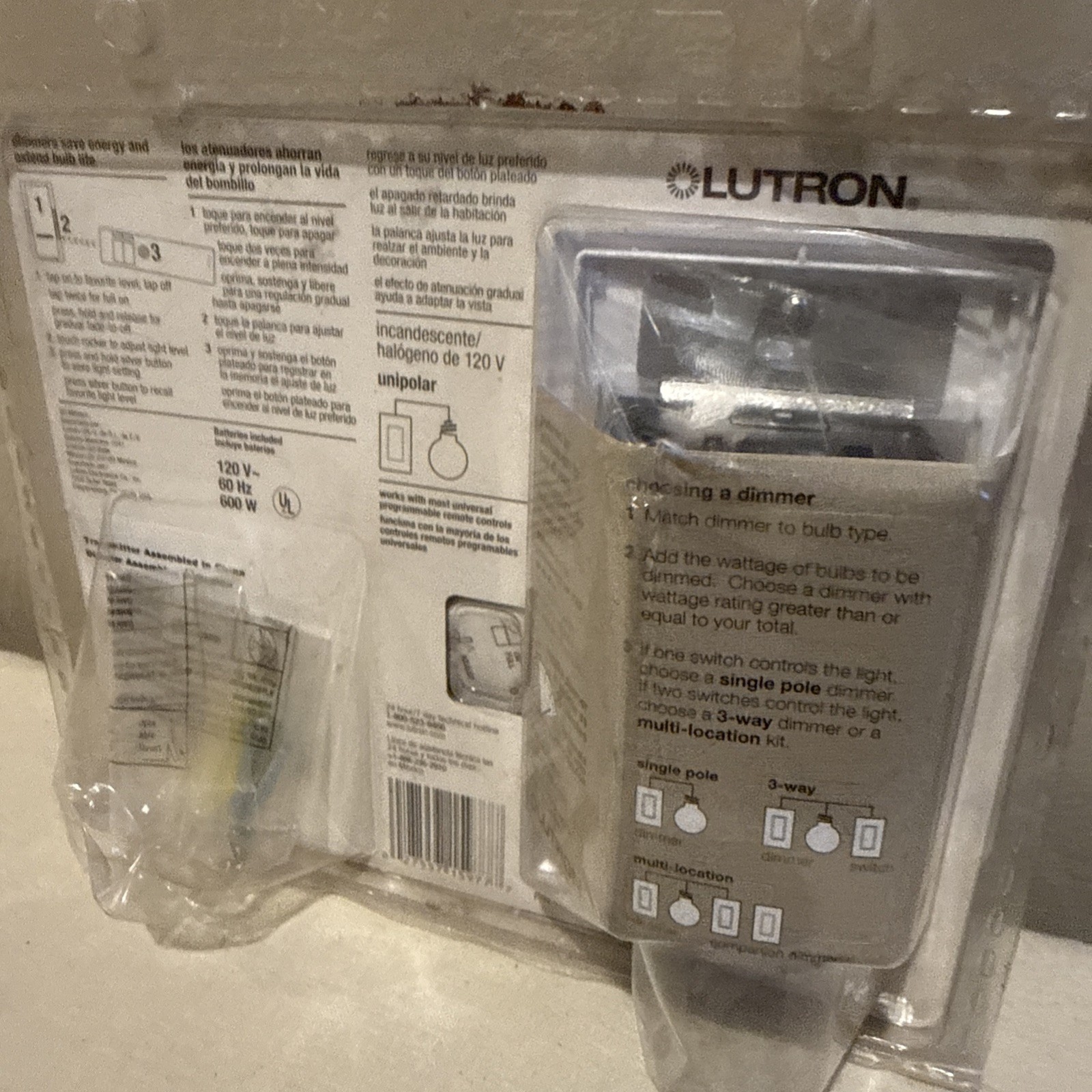 Lutron Maestro IR MIR-600THW-WH Remote Digital Dimmer Decorator Switch White
