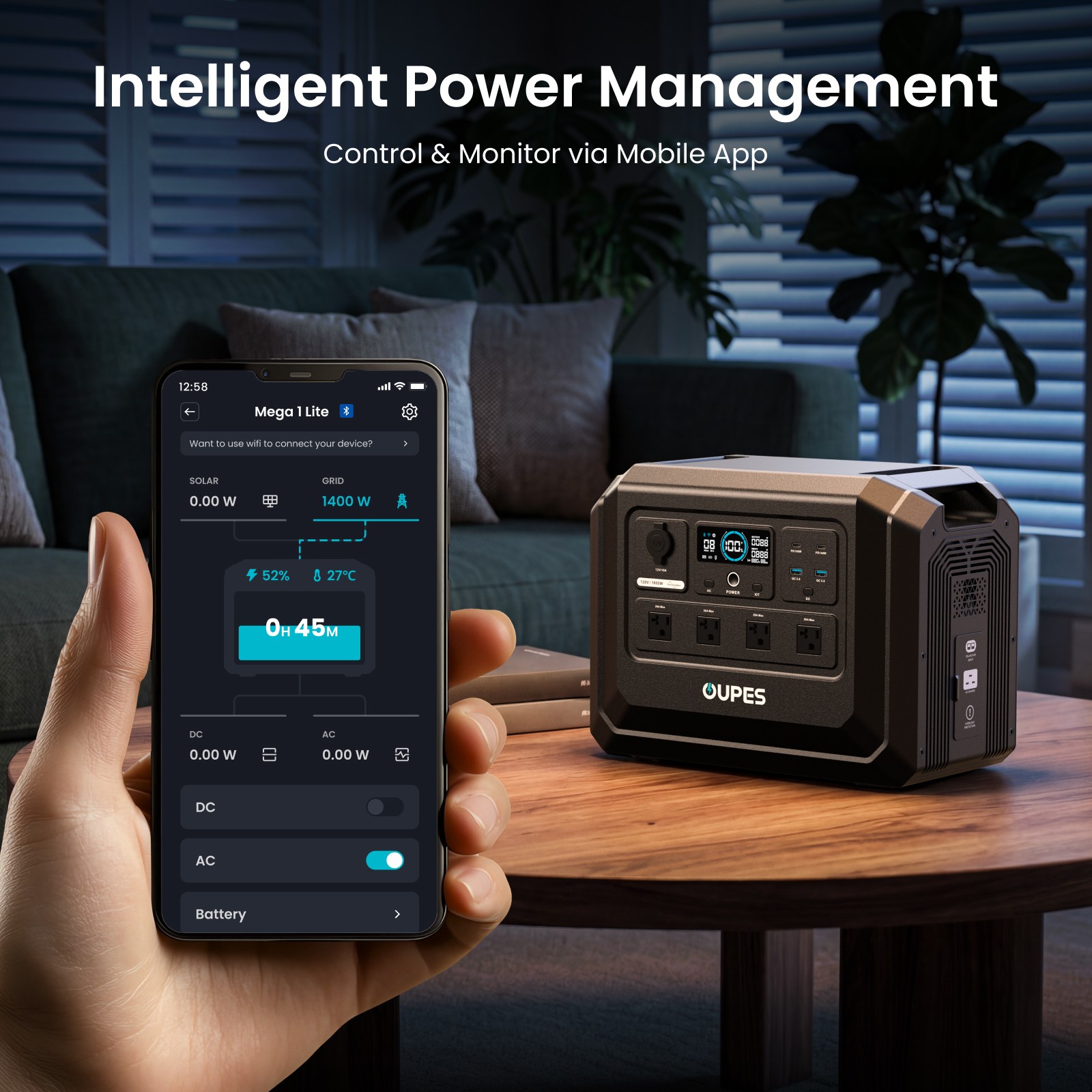 OUPES 1024Wh Mega 1 Lite Portable Power Station 1800W Solar Generator LFP