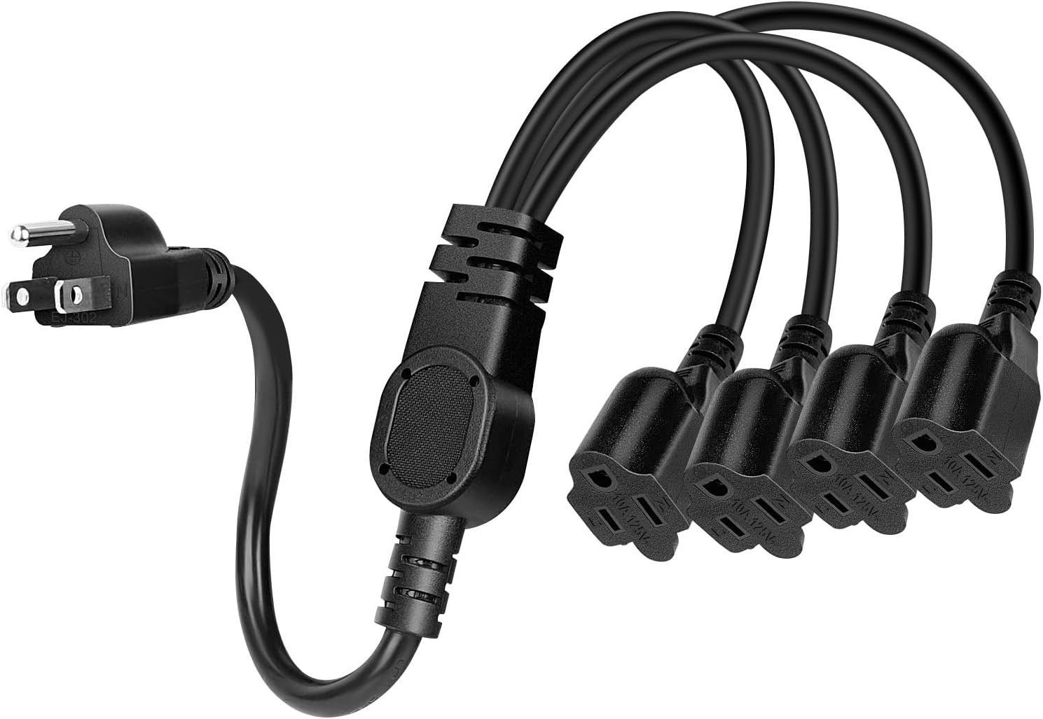 Outlet Splitter 1-to-4 Short Extension Cord 3 Prong Splitter Outlet Saver 4-W…
