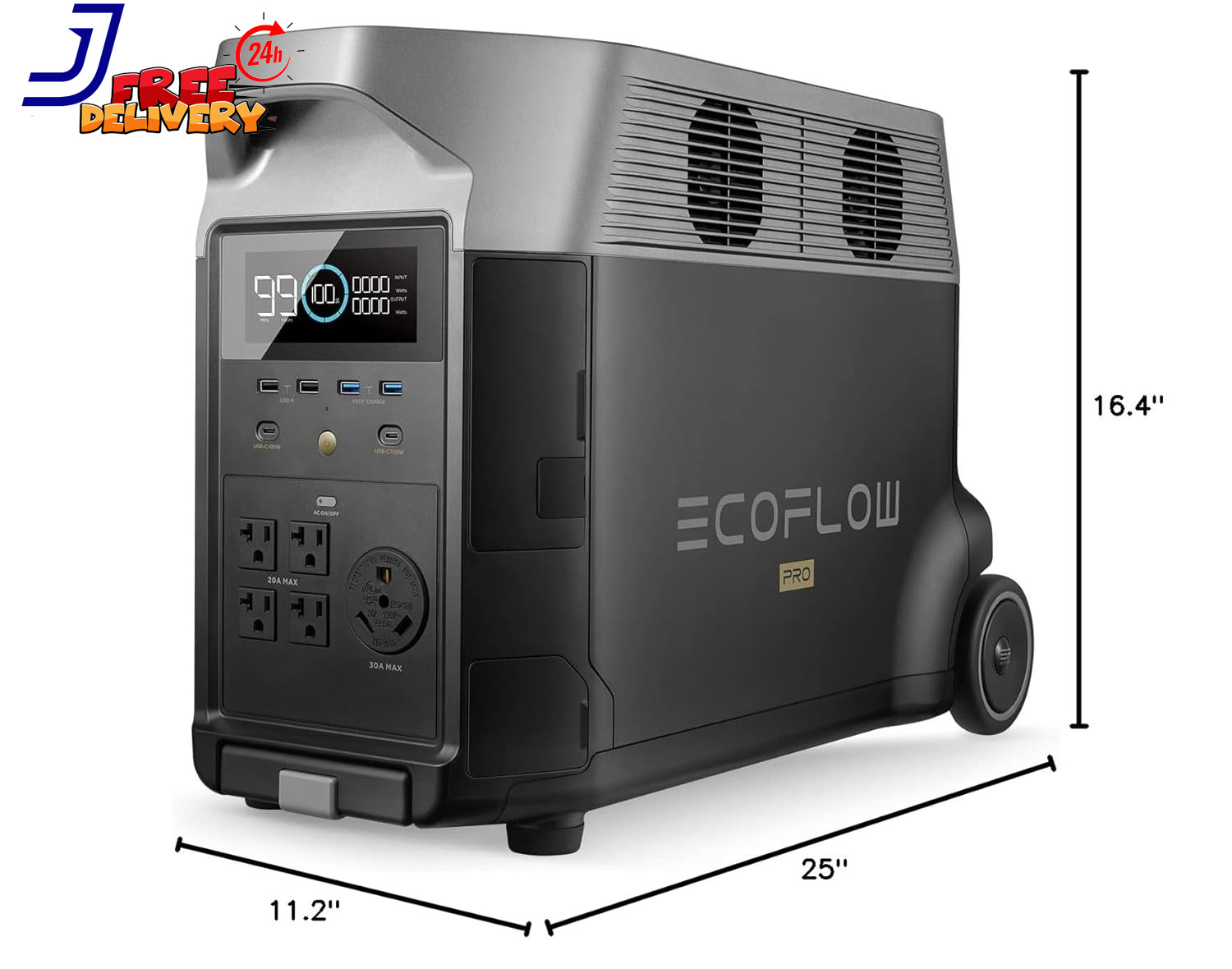 Portable Power Station 3600Wh DELTA Pro 120V AC Outlets X 5 3600W 2.7H Fast Char