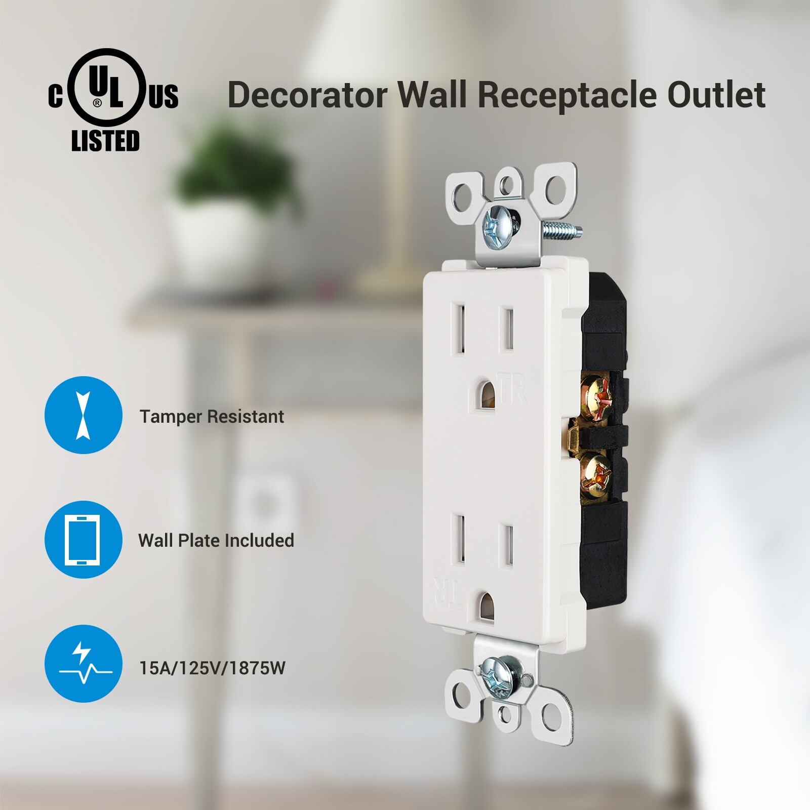 DEWENWILS 20-Pack Outlet Socket, Decora Standard Receptacle, 15 Amp 125 Volt