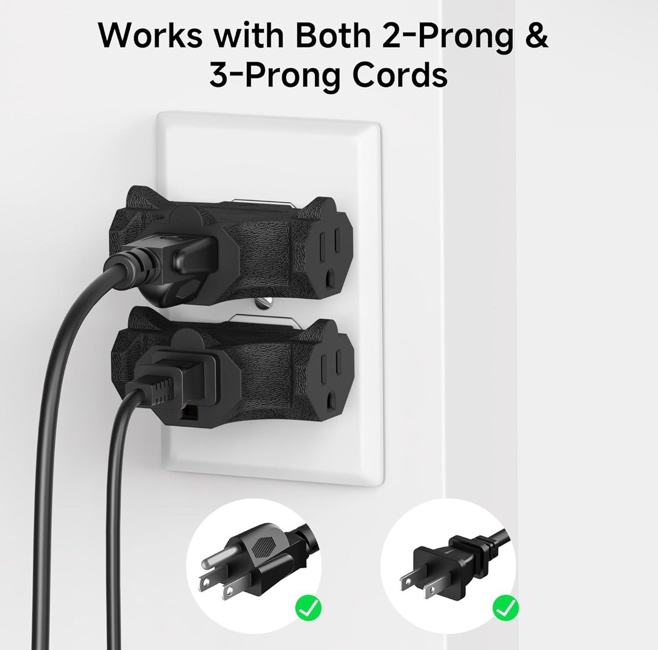 Cable Matters 3-Pack 3 Way Plug Adapter 15A 1875W, 3 Prong 3 Outlet Adapter