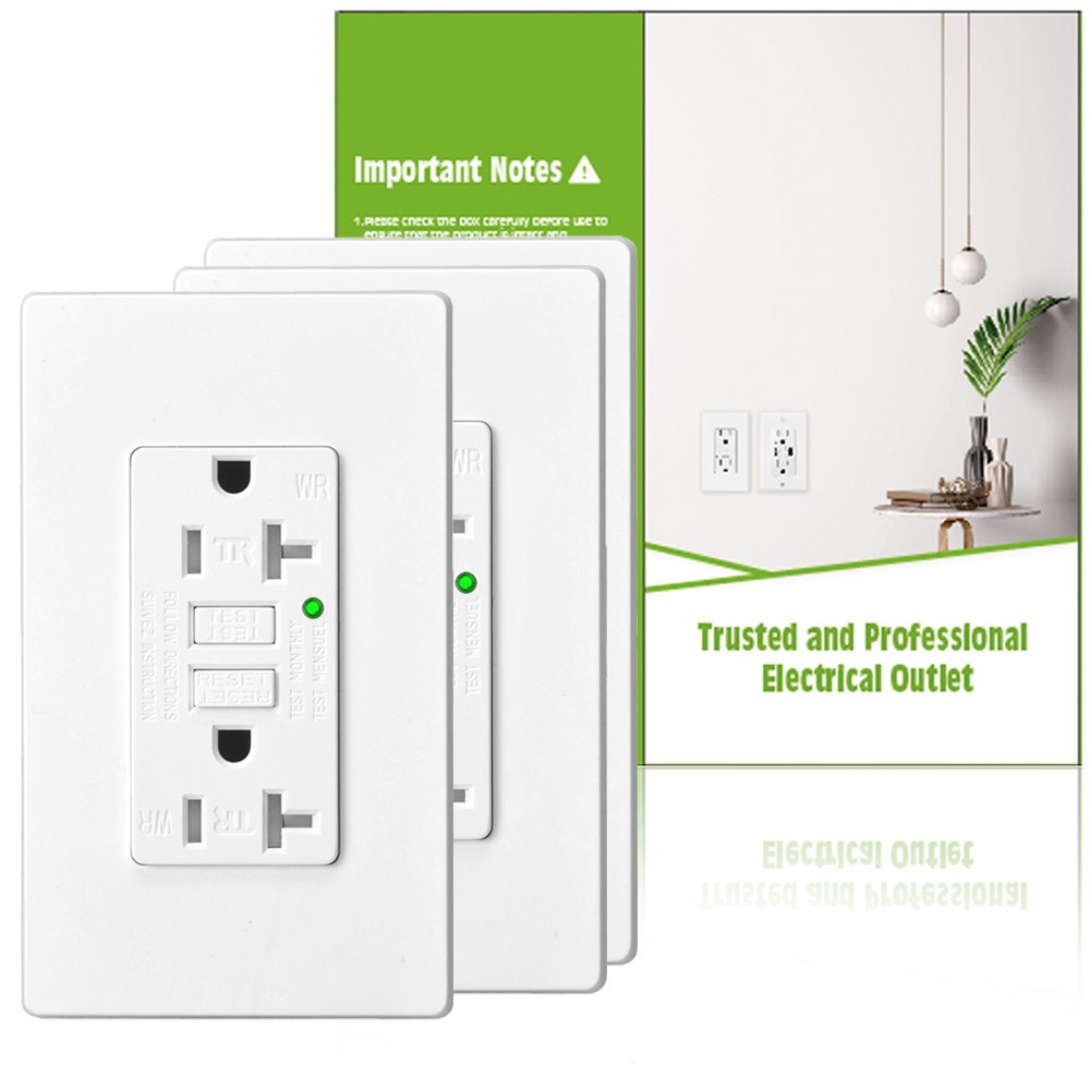3Pack GFI GFCI Wall Outlet 20Amp Tamper Resistant WR Receptacle LED Indicator US