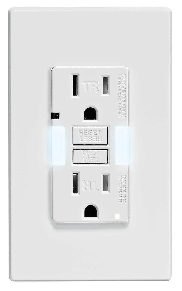 Leviton 15 Amp GFCI Outlet with Dual LED Guide Lights for Safety in Any Room