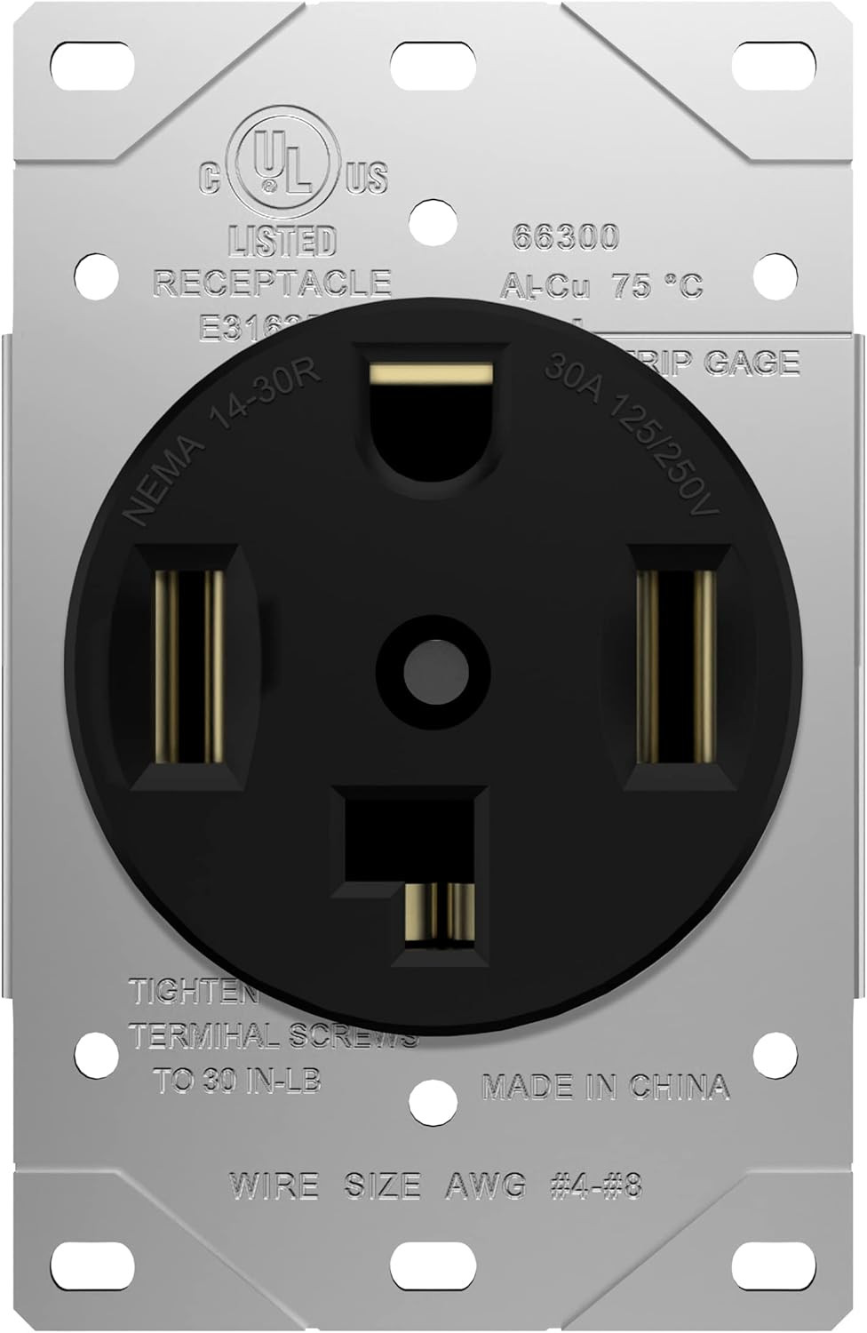 30 Amp Dryer Receptacle Outlet, NEMA 14-30R | Residential Commercial Industrial
